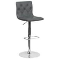 thumbnail image 1 of Contemporary Tufted Gray Vinyl Adjustable Height Barstool with Chrome Base, 1 of 9