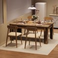 thumbnail image 3 of 63" Farmhouse Dining Table – Sturdy Rectangular Wood Table for 4-6, 1.18"  Thick Top, 4.53"  Reinforced Legs, Rustic Brown or Grey Finish, Modern Kitchen and Dining Room Table, 3 of 8
