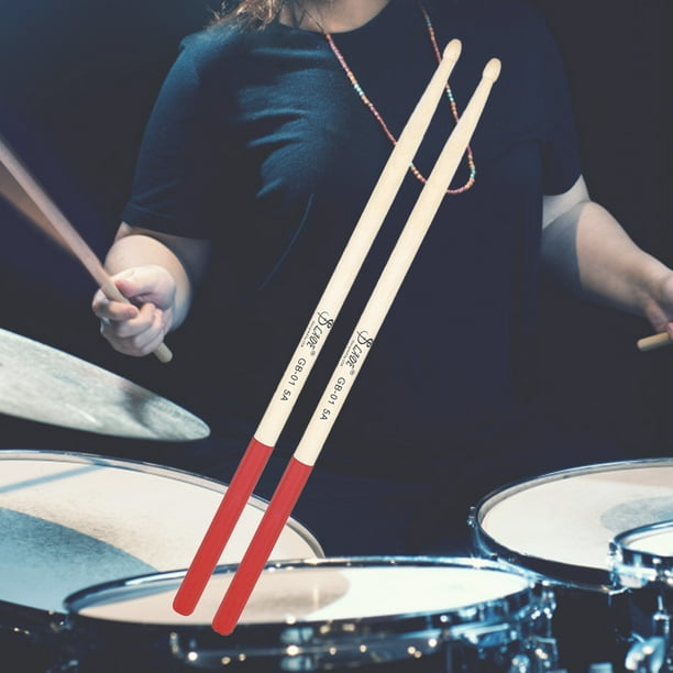 1 par de mazos de tambor 5A, baquetas de arce, piezas de instrumentos musicales (rojo)