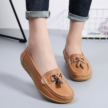 

Spring mom shoes single-layer shoes Women‘s women‘s peas shoes genuine heel soft bottom shoes plus size women‘s shoes