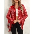 thumbnail image 5 of Hirigin Store Women Disco Cowgirl Jacket Lightweight Casual Sequin Tassels Long Sleeves Cardigan Coat for Outwear Streetwear, 5 of 8