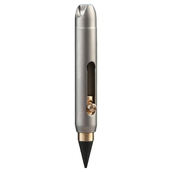 Ikeay Titanium Alloy Keychain Pencil, Portable Eternal Pendant Pen with Erasable Lead for Travel Journaling, School Office Emergency Writing Gray