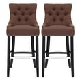 thumbnail image 3 of WestinTrends Hayes 29" Upholstered Wood Bar Stool with Tufted Back (Set of 2), Black/Brown, 3 of 10