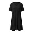 thumbnail image 7 of Summer Dress Women's Casual T Shirt Dress Short Sleeve V Neck Midi Dress A Line Beach Dress Large Sizes Tunic Dresses Knee Length Casual Dresses, 7 of 7