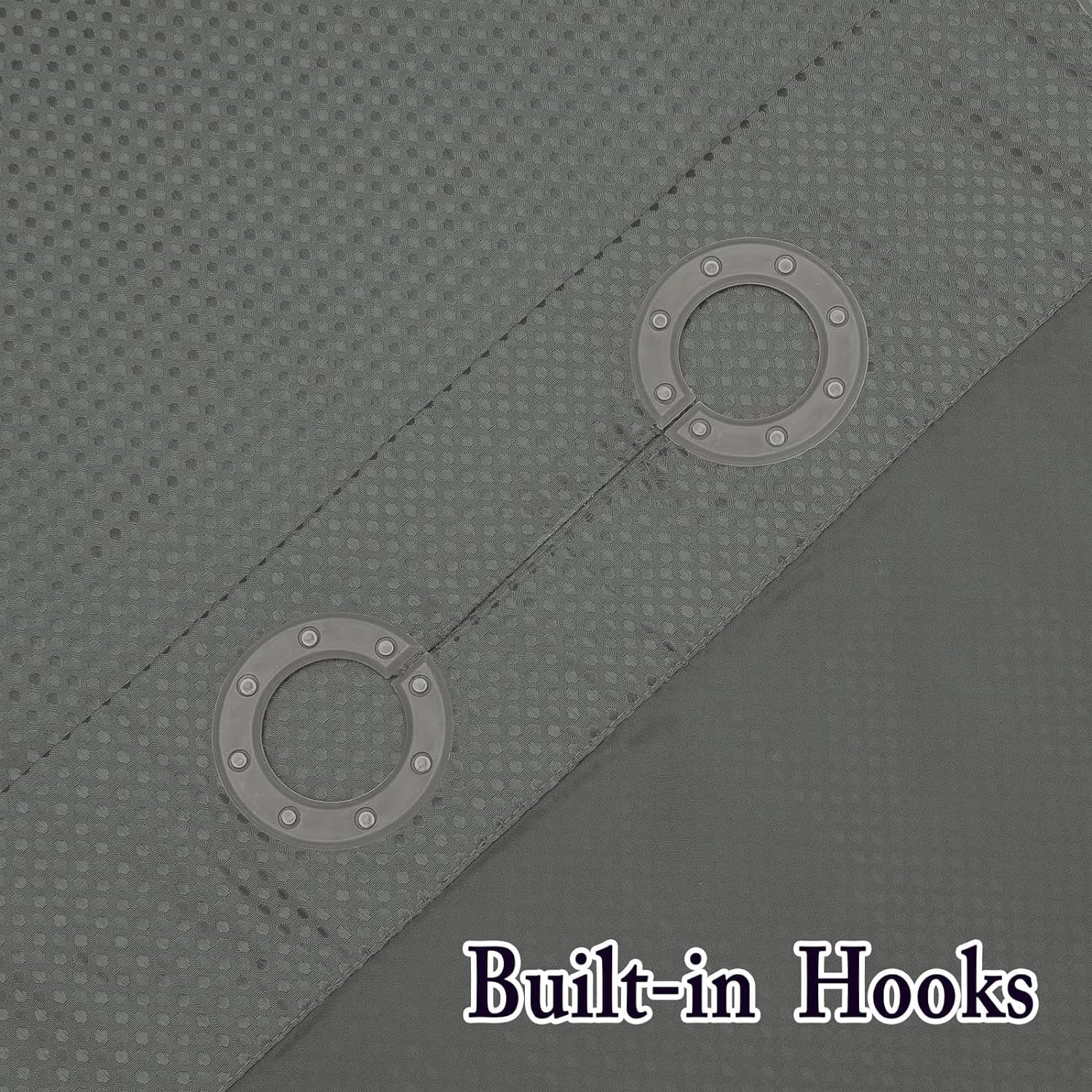 Zrodlmo No Hook Fabric Shower Curtain with Snap Lining, Waffle Waterproof and Mildew Resistant Bathroom Curtain, 72" x 74", Gray