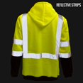 thumbnail image 5 of Men's ANSI Class 3 High Visibility Sweatshirt, Full Zip Hooded, Lightweight, Black Bottom - Lime / 4-XL, 5 of 6