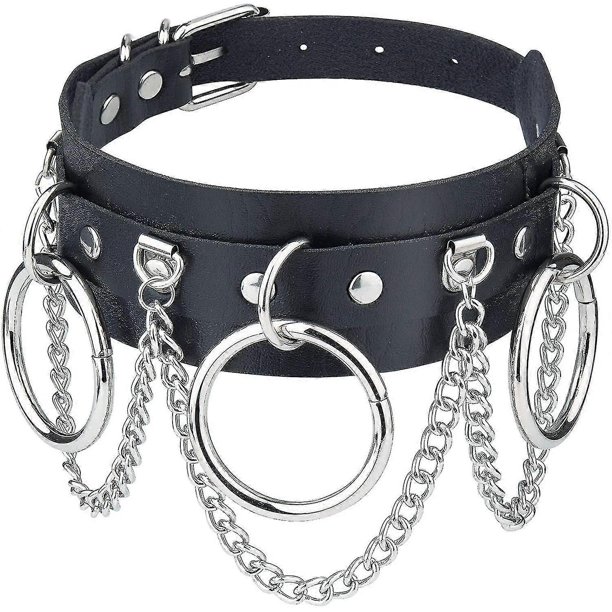Leather Choker Collar, Pu Leather Punk Rock Gothic Emo O-ring Spike Rivets Choker Collar