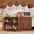 thumbnail image 5 of WIRRYTOR 63" Mid-century Modern Arched Grooved Sideboard Cabinet, 4-Door Buffet Sideboard with Adjustable Shelves, Walnut Storage Credenza TV Stand, 5 of 9