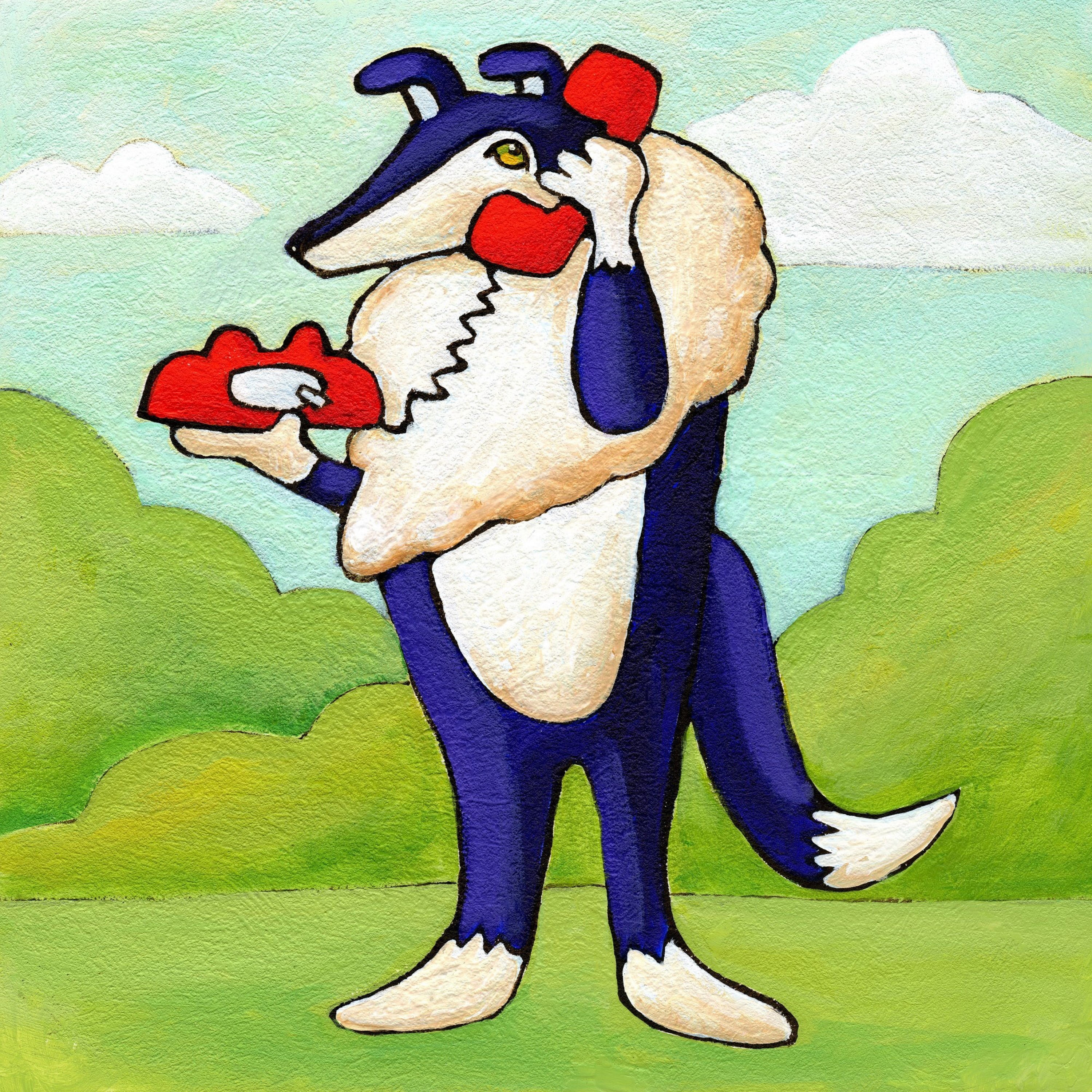 Marmont Hill "Give a Dog a Phone" by Janet Nelson Painting Print on Wrapped Canvas