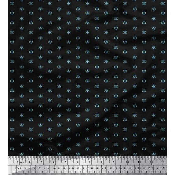 Soimoi Silk Fabric Ikat Small Motif Shirting Print Fabric by The Yard 42 Inch Wide