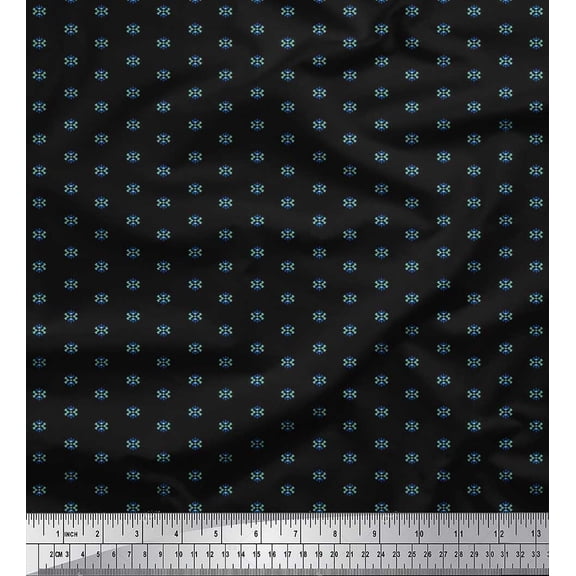 Soimoi Cotton Duck Fabric Ikat Small Motif Shirting Print Fabric by Yard 42 Inch Wide