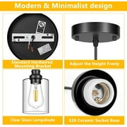 Farmhouse Pendant Lighting 3-Pack Ceiling Lights Hanging Lamp Black Pendant Lights Fixtures for Kitchen Island Dining Room with Glass Shape