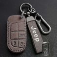 thumbnail image 2 of High quality New Leather Car Key Cover Case Fob compatible for Jeep Renegade Compass Grand Cherokee compatible for Chrysler 300C Wrangler Accessorie, 2 of 4
