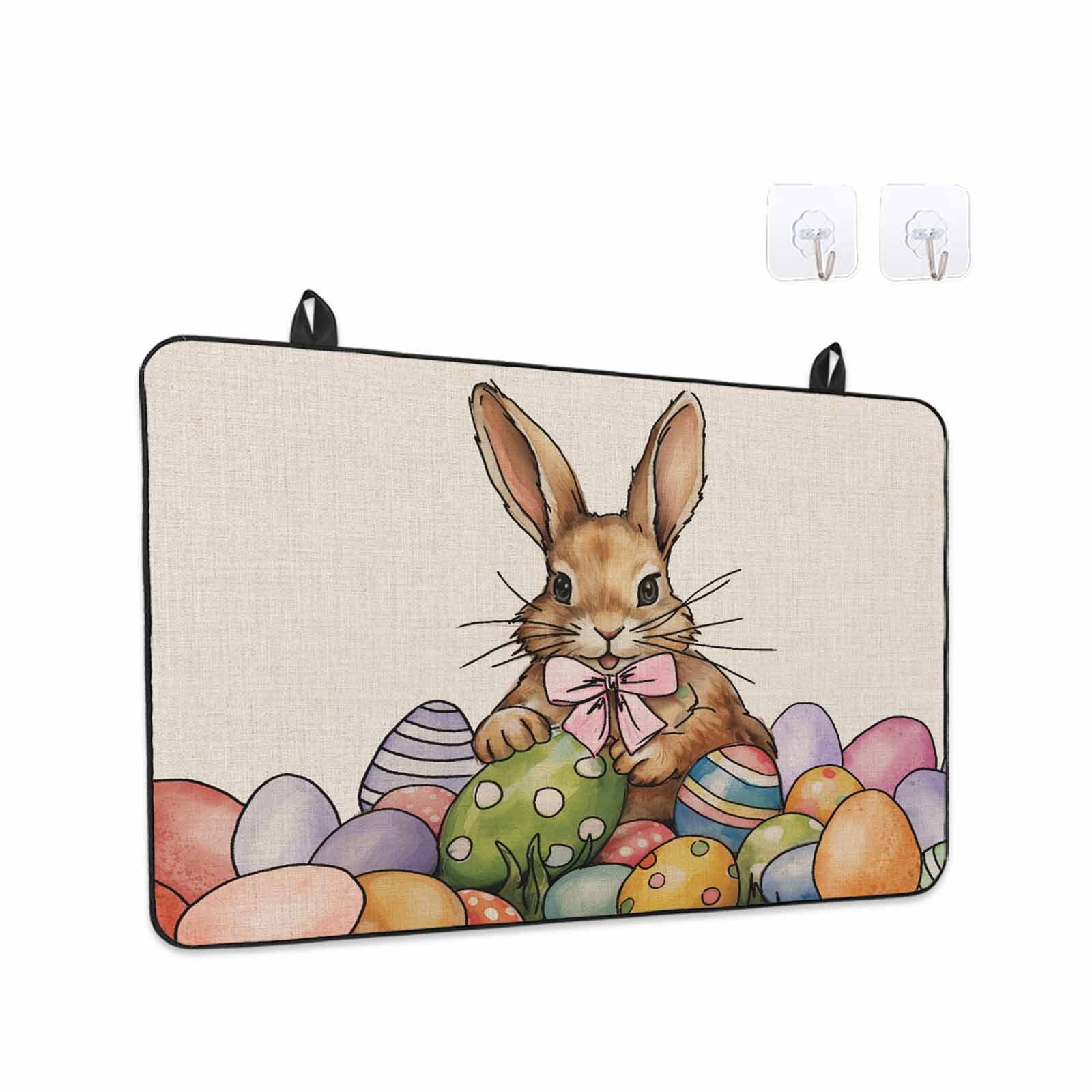 Easter Rabbits, Stove Top Cover for Electric Stove, Heat-proof & Non Slip Glass Top Stove Cover Protector, Easter Bunny Farmhouse Country Eggs Kitchen Flat Cooktop Rubber Mat 24x21 Inches