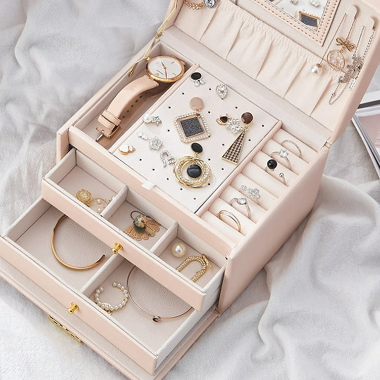 Sfugno Jewelry Box for Women, 5 Layer Large Wood Jewelry Boxes & Organizers  for Necklaces Earrings Rings Bracelets, Rustic Jewelry Organizer Box with  Drawers and Mirror 