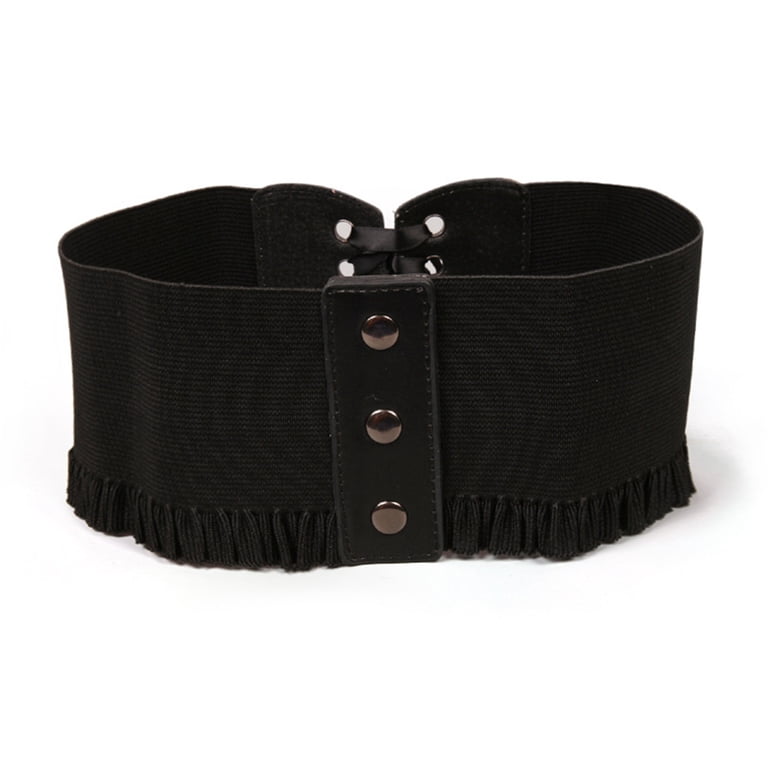 D-GROEE Wide Elastic Dress Belt for Women Faux Leather Waist  display picture 3