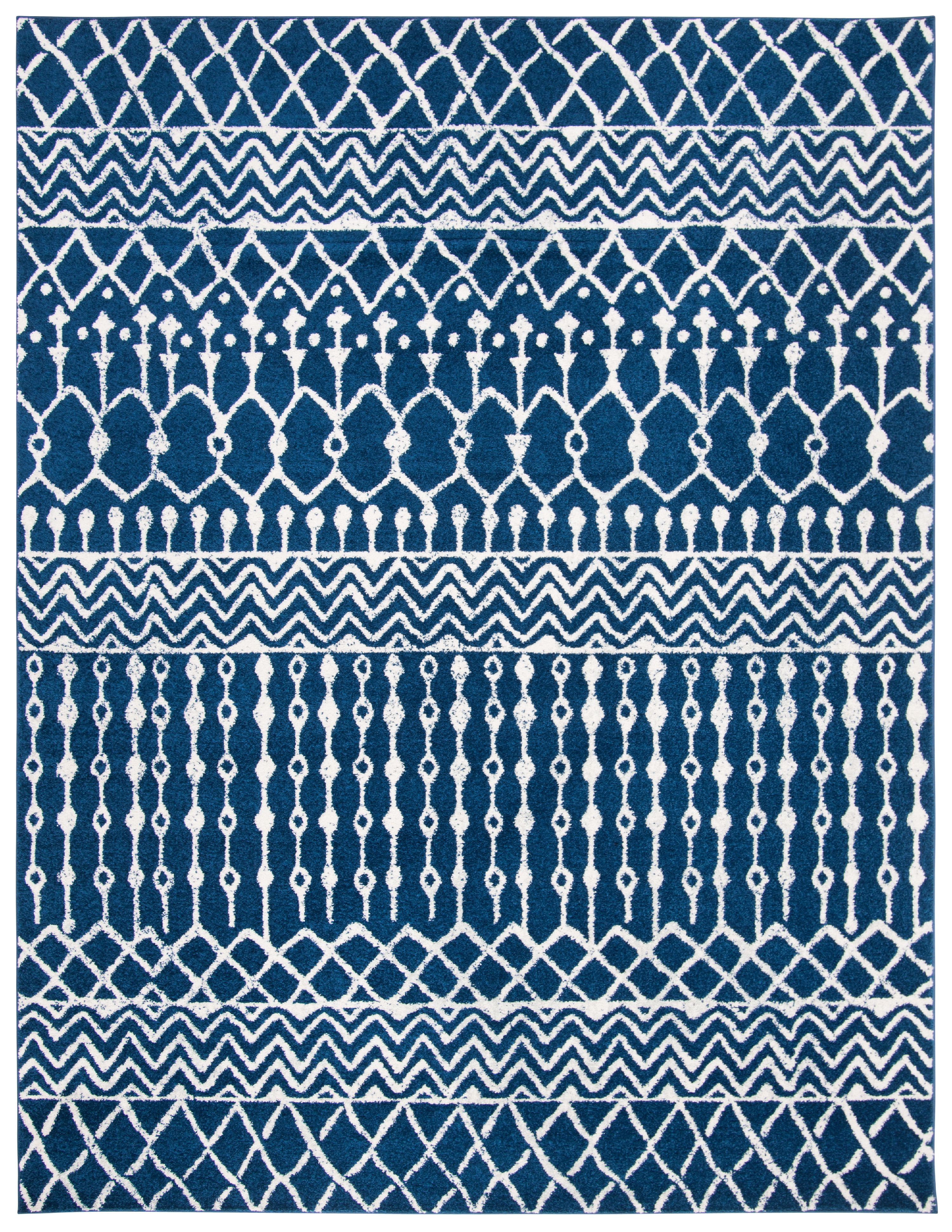 SAFAVIEH Tulum Glen Moroccan Geometric Area Rug, Navy/Ivory, 10' x 13'