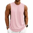thumbnail image 2 of Domuza Casual Tank Tops Men Vintage Wash Breathable Sleeveless Crew Neck Solid T-Shirts 2026 Summer Gym Athletic Beach Cotton Tops Pink S, 2 of 5