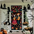 thumbnail image 5 of TanSiDing 2pcs Halloween Day of the Dead Door Cover - Durable Polyester Fabric Decoration for Festival Party Indoor Outdoor Home Door Wall Decor 35*71In, 5 of 6