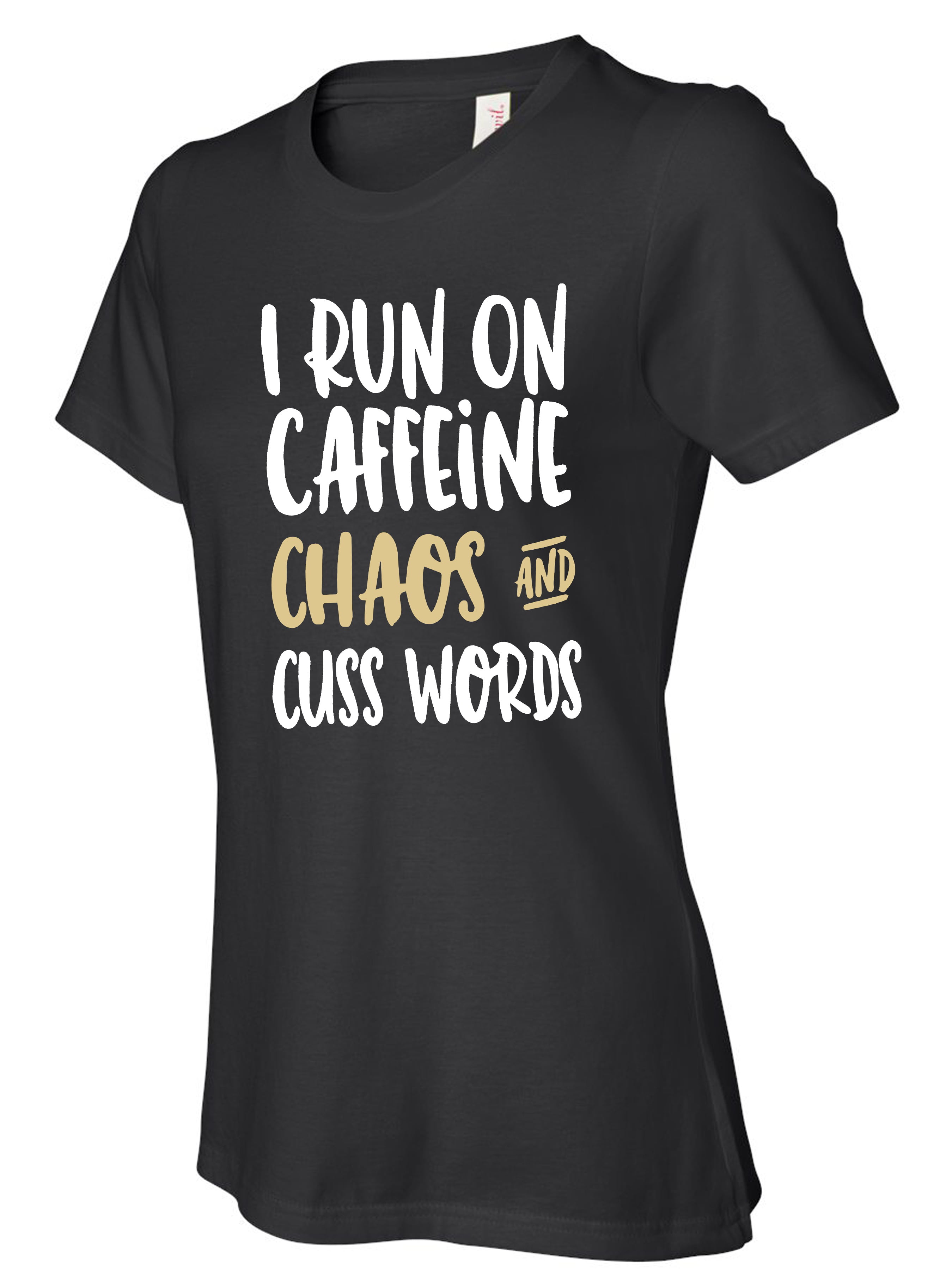 Funny Shirt Espresso Lover Tee Mom Life Shirt I Run On Caffeine Chaos and Cuss Words Tshirt