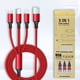 thumbnail image 4 of Cable de carga para teléfono móvil tres en uno de nailon tejido, con tres líneas de datos, carga rápida de 2 A, múltiples cabezales, logotipo, pequeños obsequios, 4 of 5