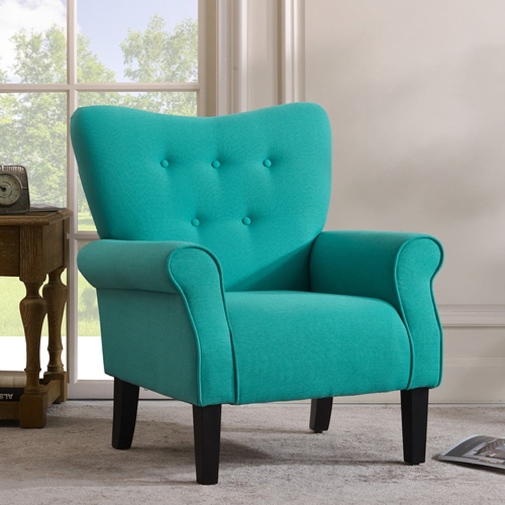 Wing Back Accent Chair, Elegant Button Reading Chair, Upholstered Comfy