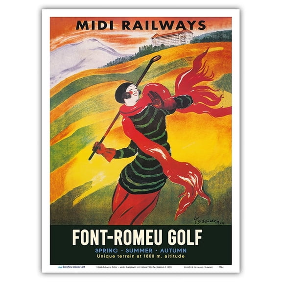 Font-Romeu Golf - France - Midi Railways - Vintage Travel Poster by Leonetto Cappiello c.1929 - Master Art Print (Unframed) 9in x 12in
