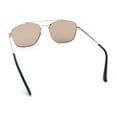 thumbnail image 7 of Mens Classic Double Bridge Rectangular Metal Rim Mobster Sunglasses Silver - Beige, 7 of 7