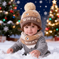 thumbnail image 6 of Baby Kids Winter Warm Hats, Infant Toddler Children Pom Pom Beanie Knit Cap Girls Boys-2 piece, 6 of 6