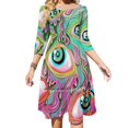 thumbnail image 1 of Eyeball Pattern-Color Alt Square Neck Dress New Plus Size Elegant Women Waist Tight Dress Alternate Colors Colorful Eyeball, 1 of 4