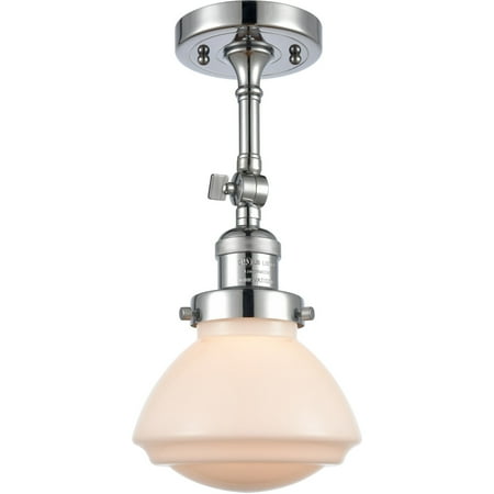 

Polished Chrome Tone Semi Flush 7 Wide Steel/Cast Brass/Glass Medium Base 1 Light Fixture