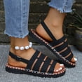thumbnail image 6 of LOVZFMLL Women's Flat Sandals Fashion Leather Open Toe Summer Shoes for Casual Outdoor Walking Travel Beach Vacation Black 6.5, 6 of 8