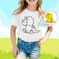 thumbnail image 2 of shoper Toddler T Shirts 4t Crew Neck Cute Dinosaur Print Short Sleeve Cotton Casual Daily Cute Tops for Teen Girls Girls' Tops, Tees & Blouses White 150, 2 of 4