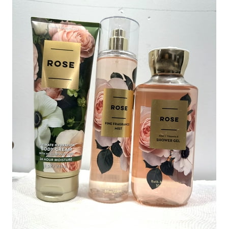 Bath & Body Works Rose 3 Piece Gift Set (Ultimate Hydration Body Cream 8 fl. oz. Fine Fragrance Mist 8 fl. oz. and Shower Gel 10 fl. oz.)