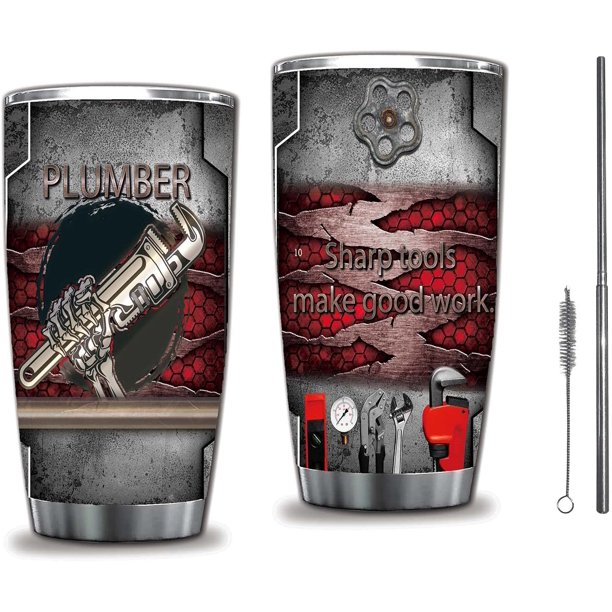 Plumber cups with lids and straws Stainless Steel Coffee Tumbler For