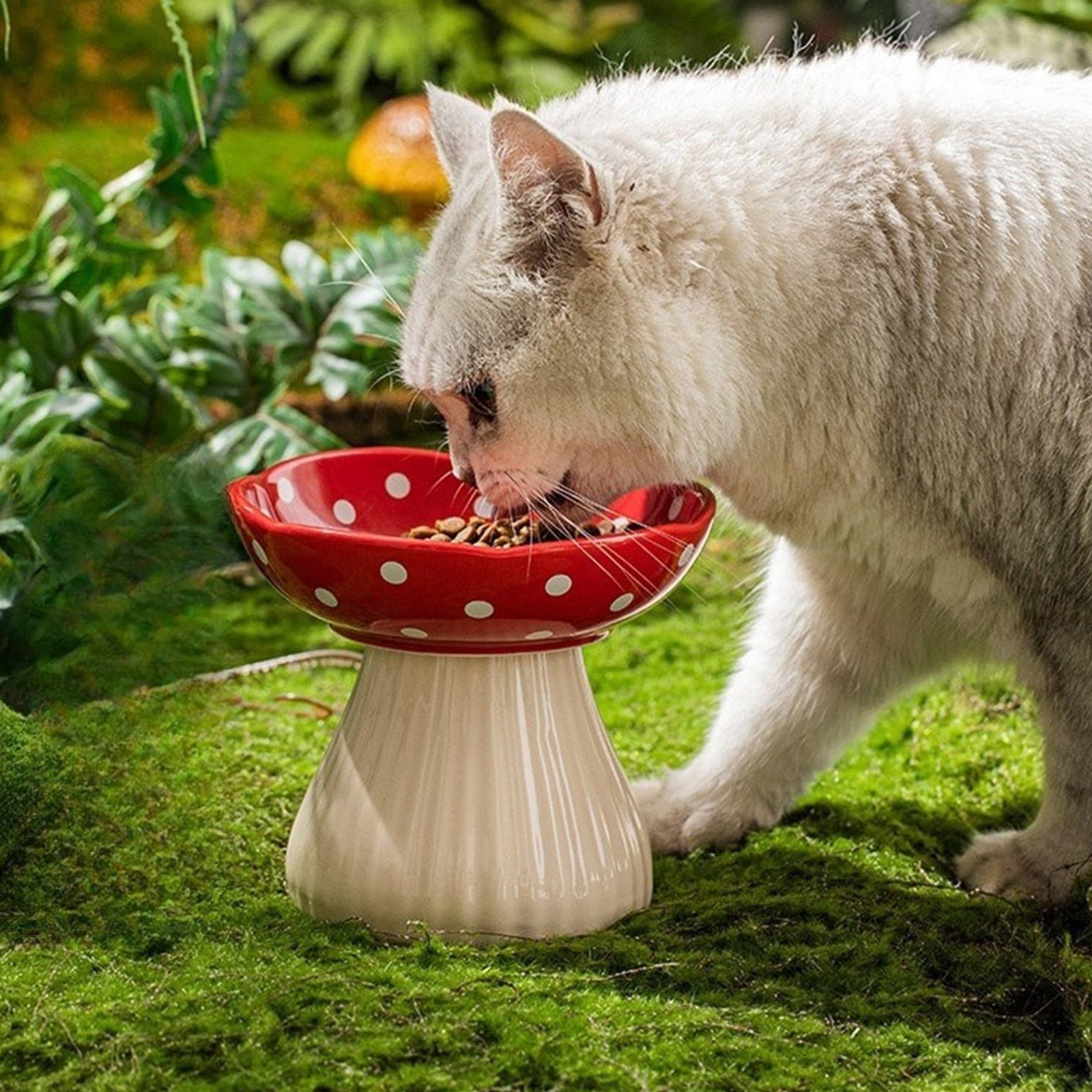 Elevated Feeder Bowl Slows Down Feeding Dish Pet Dog Bowl Cartoon Mushroom Elevated Pet Bowl