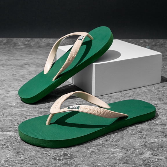 Bkhluea Women Two-Tone Strap EVA Flip Flops Slip On Comfortable Footwear For Indoor Outdoor Beach Shower Casual Activities