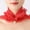 Red, variant on Printed Mesh Neck Scarf for Women Breathable Elastic Floral Scarf with Imitation Pendant & Ruffle EdgeBlack One Size