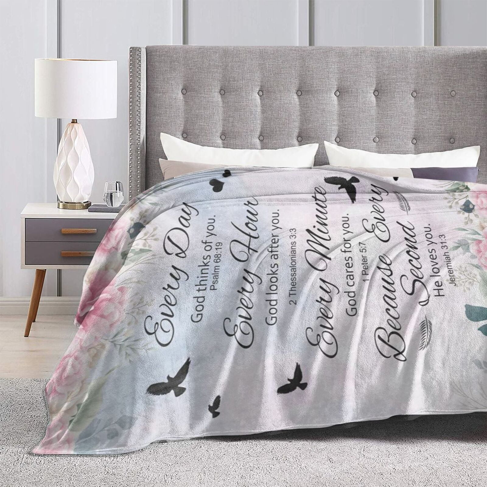 Wijzvio Religious Gifts For Women Throw Blanket Soft Fuzzy Fleece Blanket For Couch Bed Living Room Decoration 50"X40"