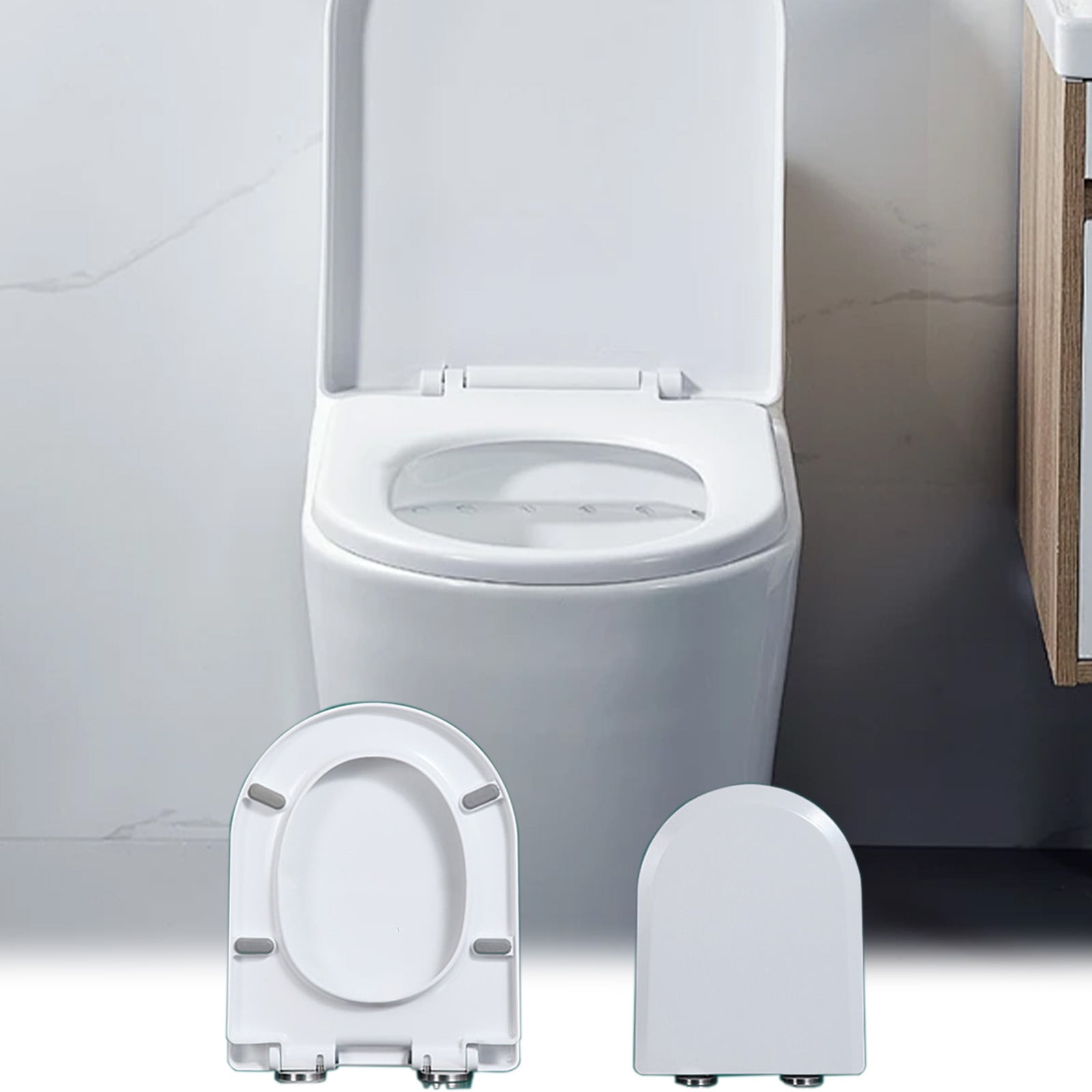 MERILER Universal Toilet Seat Cover with One-Click Installation, Soft Close Mechanism, and Non-Yellowing Coating