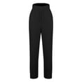 thumbnail image 6 of Women Cotton Linen Drawstring Casual Pants Loose Fit Elastic Waist Button Trouser Beach Wide Leg Pant with Pockets, 6 of 7