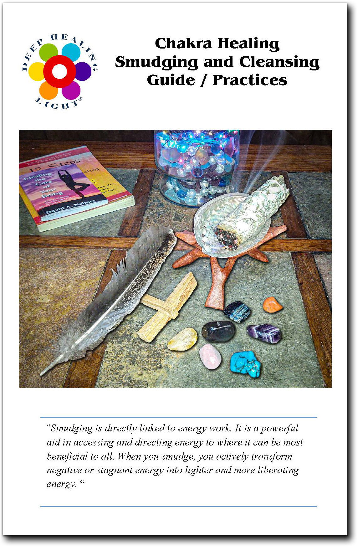Chakra Healing Smudging and Cleansing Kit (23 Pc) with White Sage, Palo Santo Incense Sticks,  Chakra Stones and Instructions