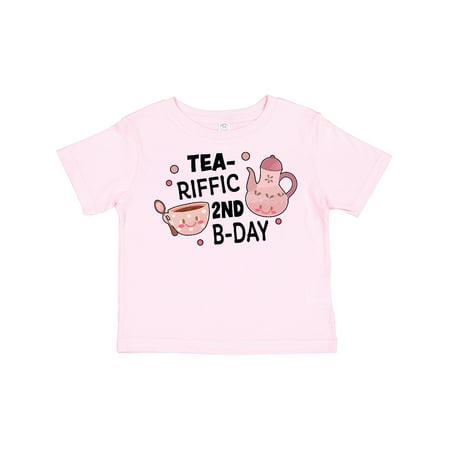 

Inktastic Tea-riffic 2nd Birthday with Teacup and Pot Gift Toddler Toddler Girl T-Shirt