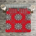 thumbnail image 3 of Ambesonne Mandala Quilted Bedspread Set 3 Pcs, Sketchy Leaves Swirl Art, King Size, Vermilion White, 3 of 3