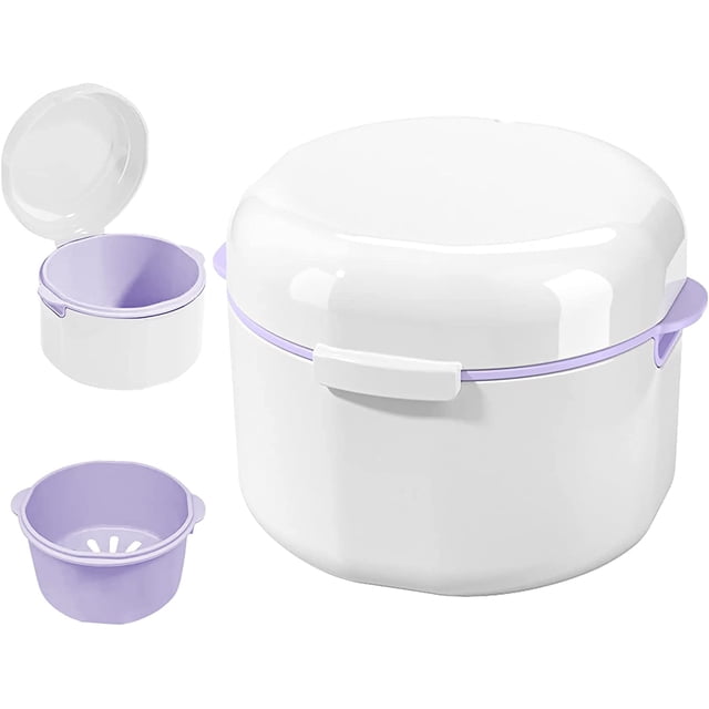 Caja para dentaduras postizas con colador, caja portátil para aparatos dentales, cajas para dentaduras postizas, caja para retenedores de ortodoncia, caja para limpieza de retenedores