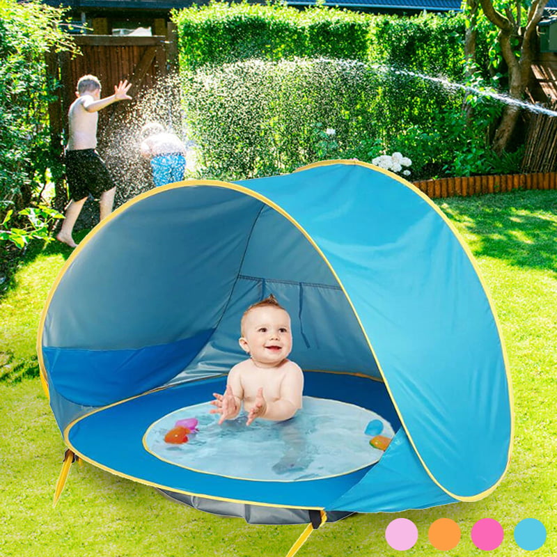 Portable Foldable Shark Playhouse Pop Up Portable Sun Shelter Tent with Pool Toy 