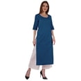 thumbnail image 2 of Bimba Straight Long Kurti For Women Printed Full Sleeves Tunic Top Casual Summer Formal Kurta, 2 of 7