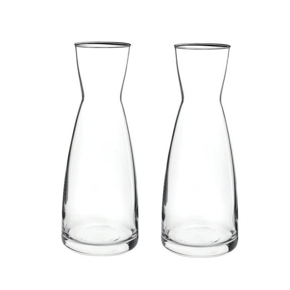 Bormioli Rocco Set Of 2 Ypsilon Carafe, 18.5 Oz. Star Glass Pitcher For Water, Juice, Ice Tea Or Wine, Made in Italy.