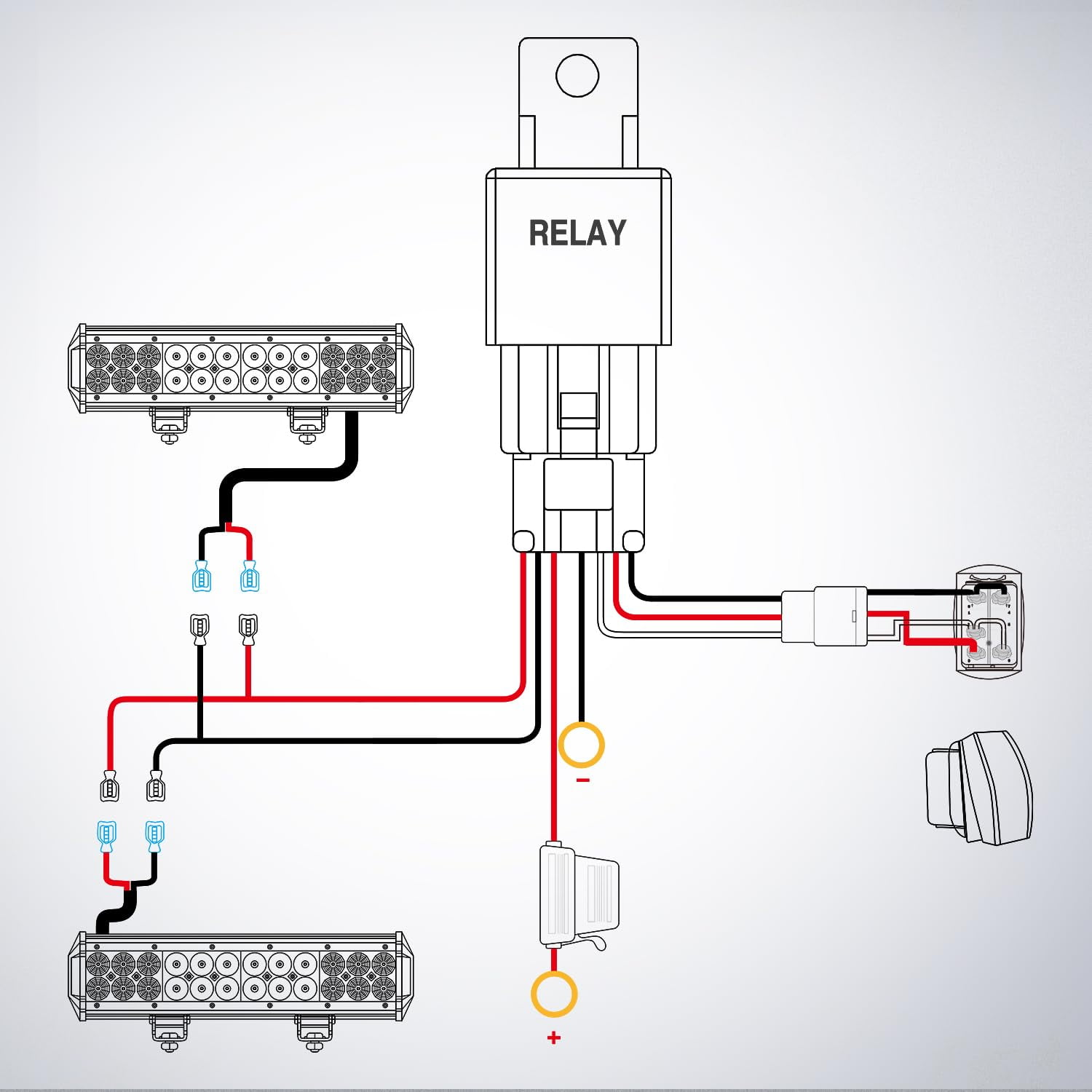 Nilight Waterproof 12V Relay with Switch & Wiring Harness Kit for Off Road & LED Work Lights