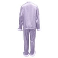 thumbnail image 4 of Pajama Sets for Women Silk Satin Button Solid Color Print Long Sleeve Top And Pant Pj Set Soft Loungewear Two Piece Holiday Sleepwear Sets Purple M, 4 of 5